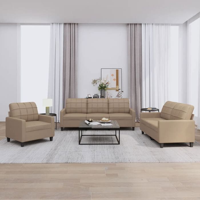 vidaXL Ensemble de Canapés avec Coussins 3 pcs Canapés avec Accoudoirs et Dossier Ensemble de Meubles Mobilier de Salon 3201342