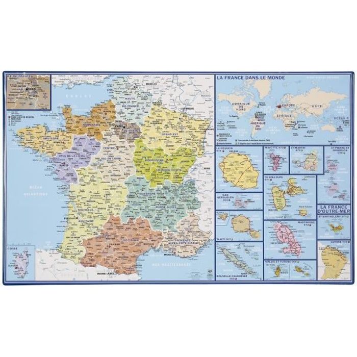Sous-main Carte de France avec DOM TOM