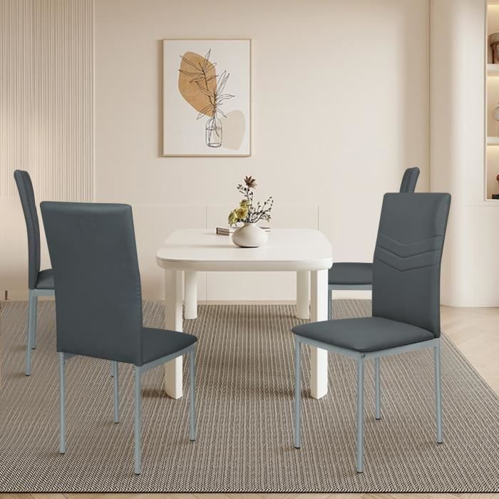 willonin® lot de 2 chaises de cuisine avec dossier motif à flèche, siège en cuir synthétique pour salle à manger, gris 38x39x90 cm