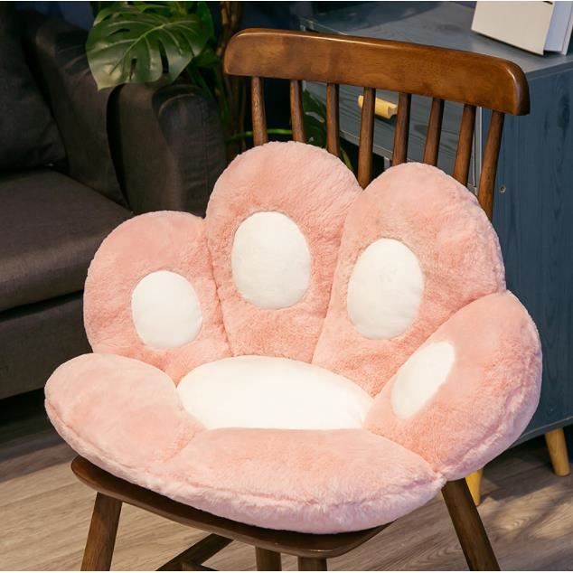 Coussin de siège en patte de chat WOVTE coussins de chaise / canapé paresseuxt coussin mignon pour bureau maison - rose