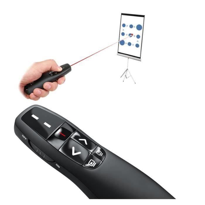 Présentateur Sans Fil USB-C/USB - Pointeur Laser Rouge, Portée 200 M - Compatible PowerPoint, Keynote, Google Slides - Timer Intégré, Autonomie 30 Jours