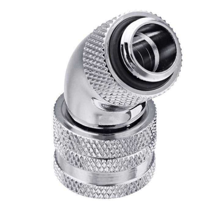 Raccord Watercooling 90° Double Tuyau - Laiton Chromé, 14 Mm OD, G1/4, Pour PC Sur Mesure - 10