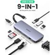 UGREEN Hub USB C 9 en 1 vers HDMI 4K Charge PD 100W Ethernet 1Gbps Lecteur Carte SD TF VGA 3 Ports USB 3.0-1