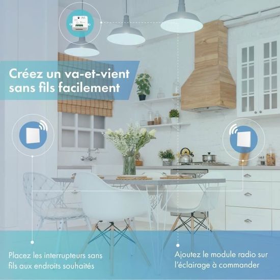 Kit Interrupteur Sans Fil Sans Pile - 2 Télécommandes + 1 Relais, Qualité Pro