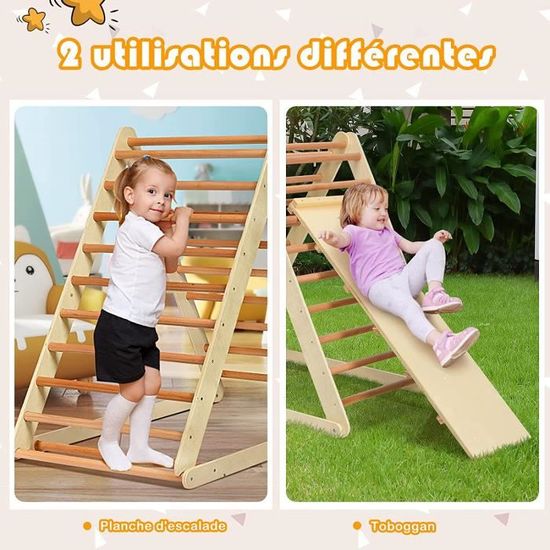 GOPLUS Échelle/Triangle d Escalade Pliable en Bois pour Enfants,Idéal ... pas cher