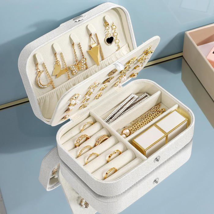 Petite Boîte à Bijoux De Voyage Rose - Pour Bagues, Colliers, Boucles D'oreilles - Neuf