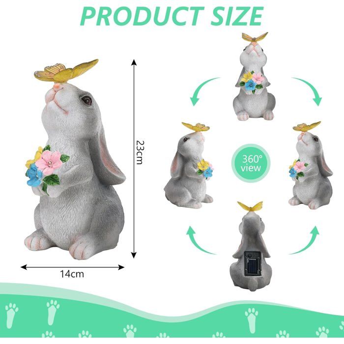 Renywosi – Figurine Solaire Dansante – Lapin Mignon – Décoration Voiture Et Bureau – ABS – 4,7 X 2,3 X 5,5 Pouces – Énergie Solaire