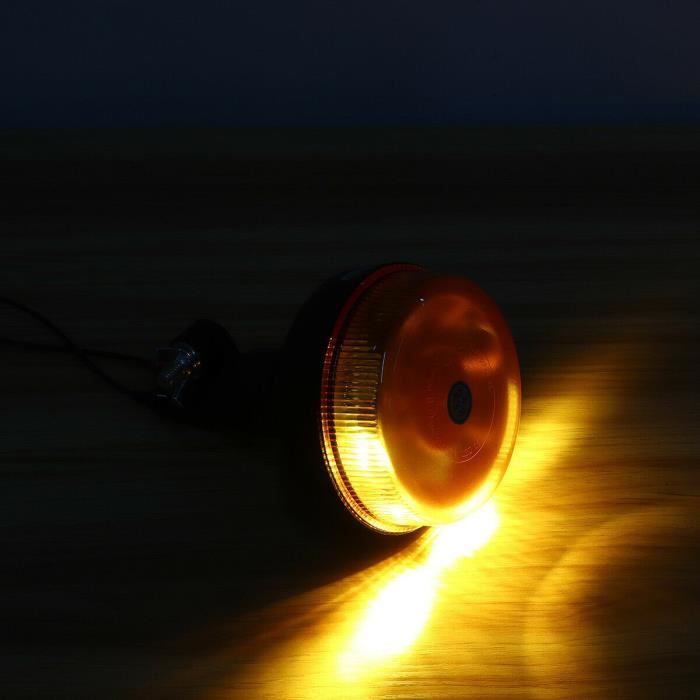 Gyrophare LED 40 Orange 12V-24V Homologué E9 R65 - Support Flexible, 3 Modes Flash - Camion, Fourgon, Tracteur