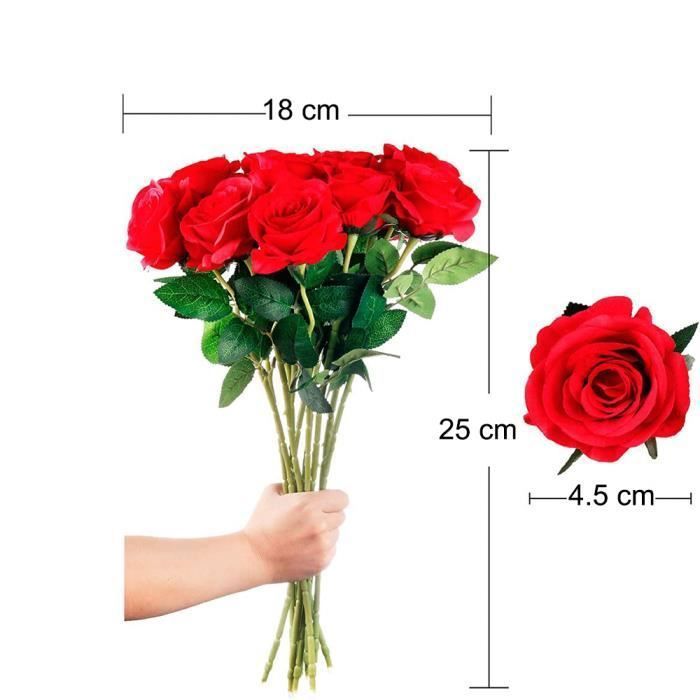 Fleurs de Roses Artificielles, 15 Pièces Fleurs Artificielles Deco Mariage 2.7 x 20 in Roses en