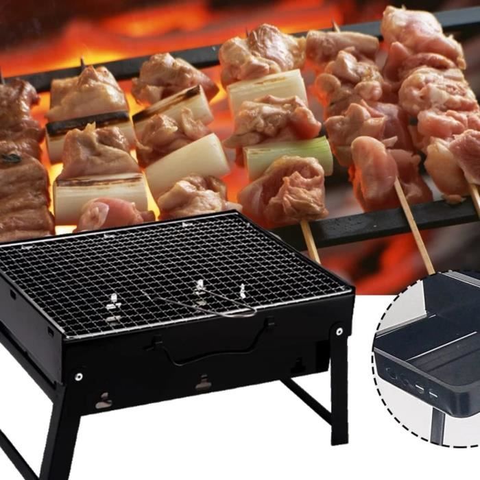 Barbecue de camping BBQ à charbon de bois en acier inoxydable Grill pliable  pliable