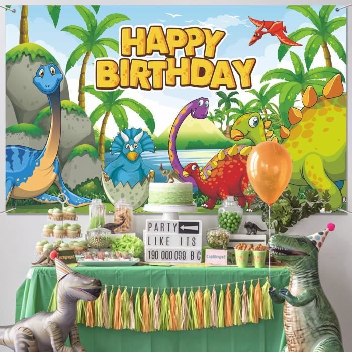 Décorations Pour Fêtes De Dinosaures Bannières Dinosaures Vertes