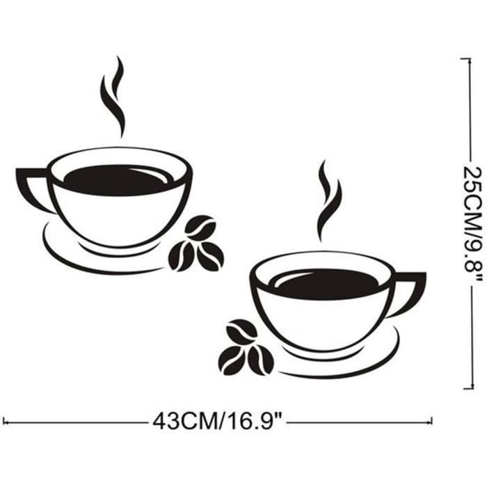 Décoration Murale de Cuisine Autocollante en PVC-Vinyle Thema Kaffee