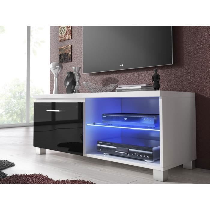 Meuble TV Salon Skraut - 300x189x42cm, Noir/Blanc, Éclairage LED - Ensemble Modulaire