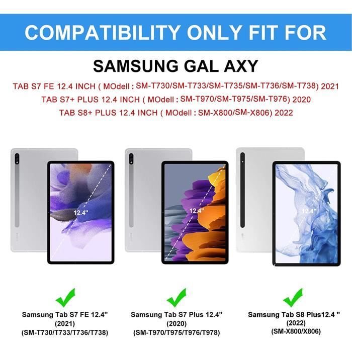 Avizar Clavier Bluetooth pour Samsung Galaxy Tab S7 Plus 12.4 et S8 Plus  avec Étui Support QWERTY 4H Rose - Etui tablette - LDLC