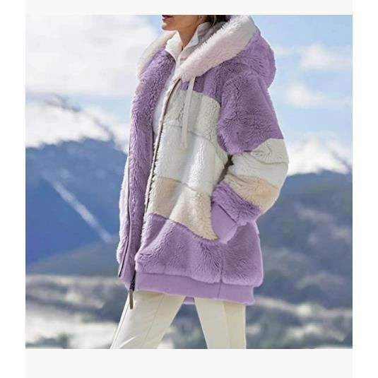 Veste Polaire Femme avec Capuche Grande Taille Manche Longue Sweats Capuche  Hiver Sweatshirt Chaude Manteau Sweat violet
