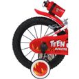Vélo Enfant 14" TEEN MONSTER  Garçon ( taille 90 cm à 105 cm ) Blanc & Rouge, équipé de 2 Freins, Gourde, Porte gourde, Plaque-2