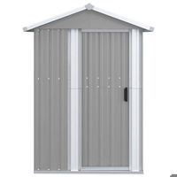 Abri De Jardin Gris 126x97,5x177 Cm En Acier Galvanisé - Cabane Outils Robuste Et Spacieuse