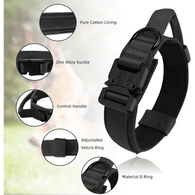 Collier Tactique Chien Avec Poignée - Nylon Rembourré, Réglable, Pour Chiens Moyens/grands - 3