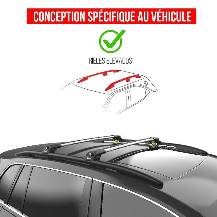 Barres De Toit Turtle Crown Pour Citroën Jumpy (Mk3) 2017-2024 – Gris – Charge 250 Kg – Transport Bagages, Skis, Vélos