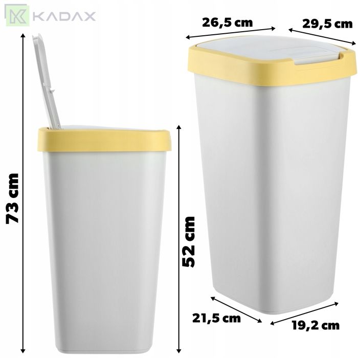 Helit Poubelle Avec Couvercle Polypropylène Gris 73 Litres - Robuste Et Pratique