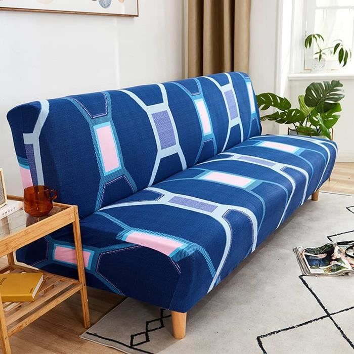 Housse de canapé sans accoudoir 3 places - Extensible - Élastique - Futon - Pour canapé convertible - Maison