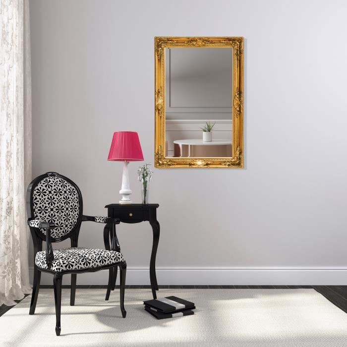 Miroir Mural Ovale Or Baroque Shabby Chic 46x36 Cm - Cadre Décoré Style Campagne, Montage Mural