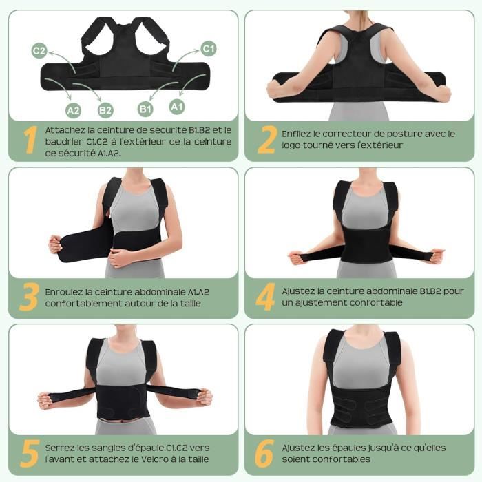 Correcteur de Posture pour Femme et Homme DARMOWADE Taille M Noir Reglable Respirant Cdiscount Sport