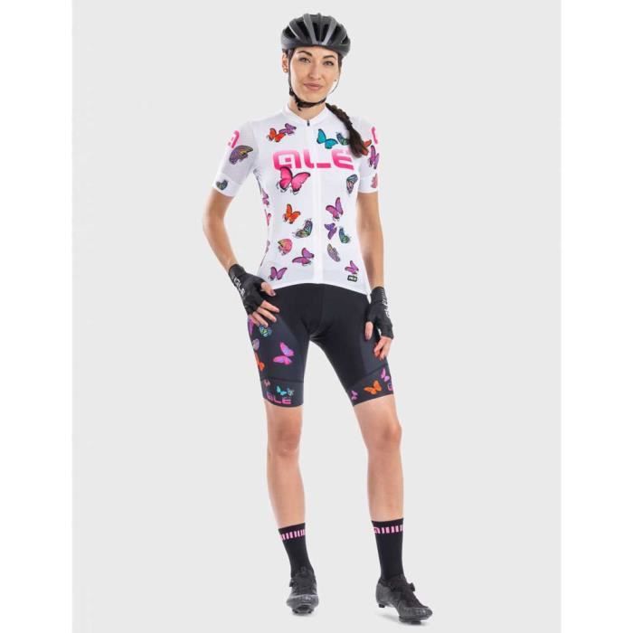 Maillot de Cyclisme Femme Butterfly Ale Blanc Manches