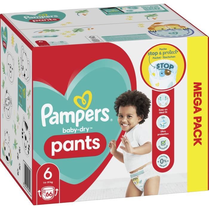 Couches-culottes PAMPERS Baby-Dry Pants Taille 6 - 66 Couches-Culottes -  Cdiscount Puériculture & Eveil bébé