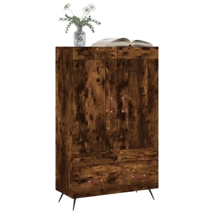 Buffet haut chêne sonoma 69,5x31x115 cm bois d'ingénierie QWE48226