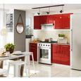 Meuble de cuisine bas AKORD S80 OLIWIA modulable Blanc 80 cm 3 tiroirs façade Rouge Brillante 80x46x85 cm-3
