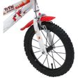 Vélo Enfant 14" TEEN MONSTER  Garçon ( taille 90 cm à 105 cm ) Blanc & Rouge, équipé de 2 Freins, Gourde, Porte gourde, Plaque-3