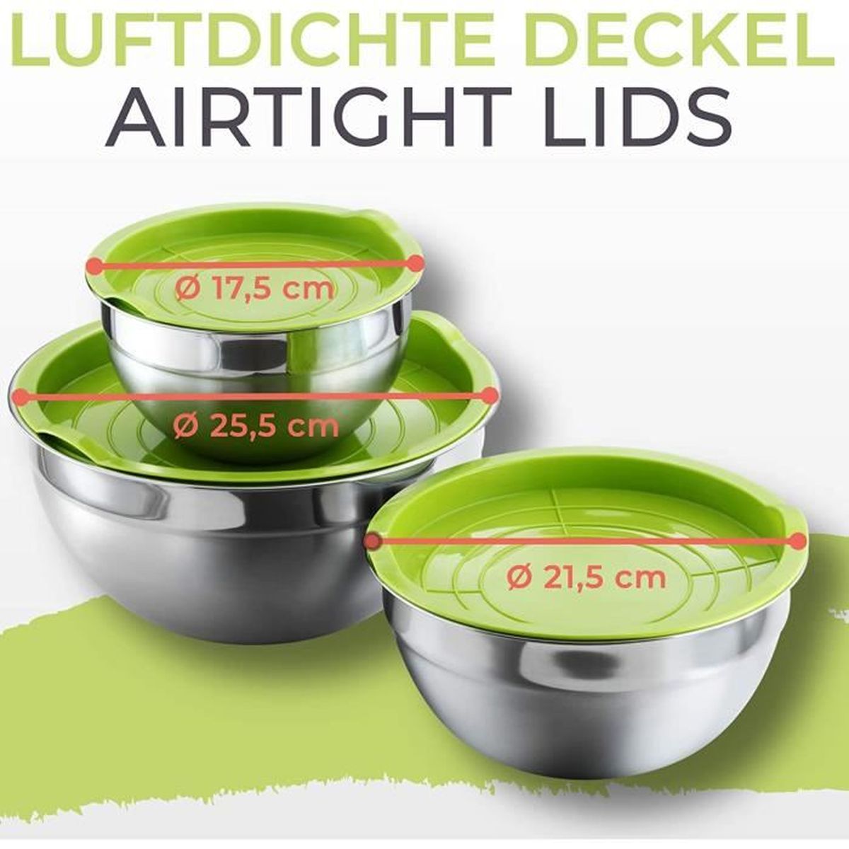 Cuisson Essentiel Ustensiles de Cuisine Empilable pour Un Stockage Minimal Saladier Inox Furado Lot de 5 Bol en Acier Inoxydable avec Coloré Couvercles Saladier Empilable und Couvercle