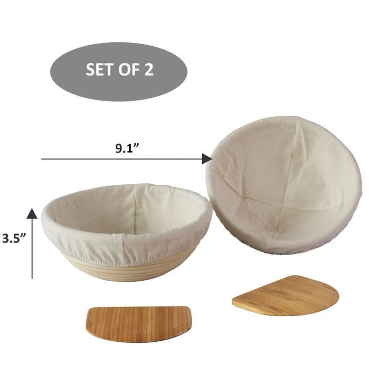 Rond Brotform en rotin de Canne pour bâtards avec Doublure en Tissue CANDeal 22cm Panier d/'épreuvage Banneton pour Pain au levain