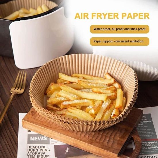 50/100 pièces, caissette en papier jetable pour Air Fryer – Papier cuisson  antiadhésif, résistant à l'huile et de qualité alimentaire – Parfait pour