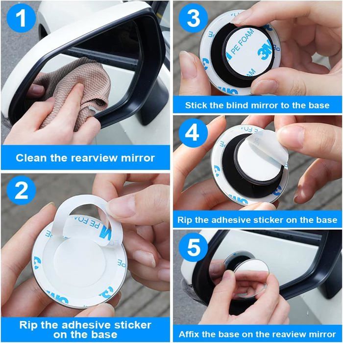 Lot De 2 Miroirs D’Angle Mort HD Convexe 360° - Grand Angle Étanch Pour Voiture Camion SUV