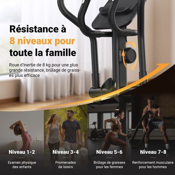 SPARRAW Vélo Elliptique D'appartement SMART BIKE 8 Niveaux De Resistance Magnetique Roue Inertie 3kg Ecran D Entrainement