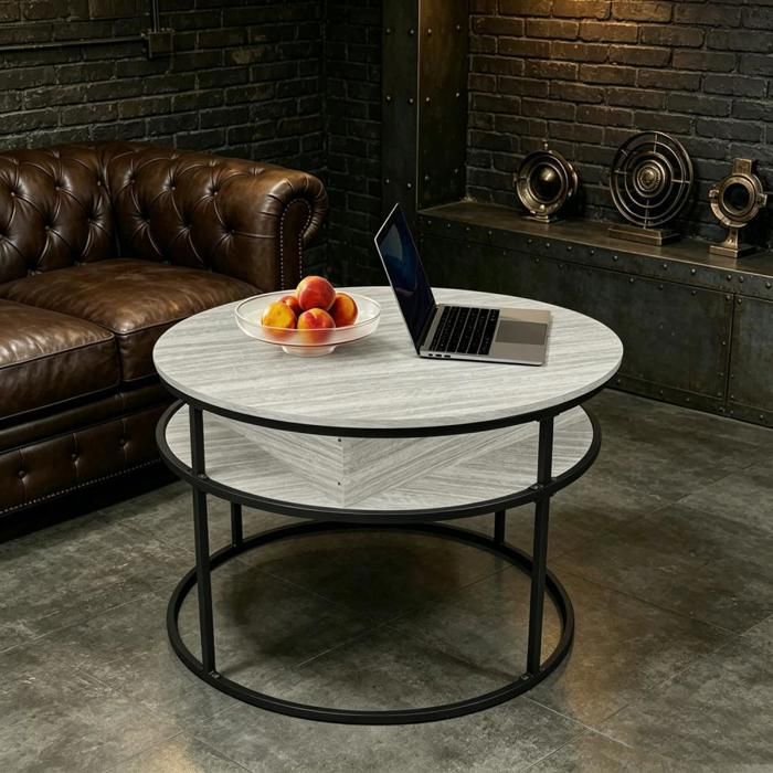Table Basse Relevable Ronde 2 en 1 Table Basse Relevable Ronde VIVOLILV,Table Basse 60cm Avec ...