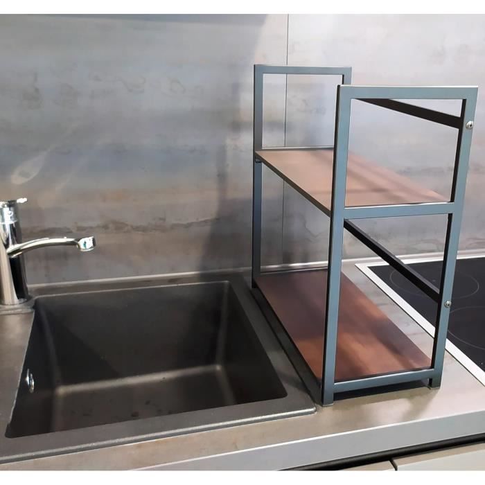 Support De Rangement Pour Cuisine - Étagère Métal Noir 40x30x8 Cm, Pour Plaques à Induction, Casseroles, Ustensiles