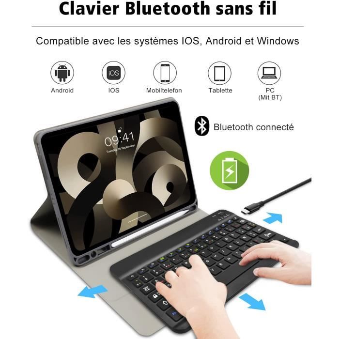 Clavier Coque pour iPad Air 5 2022 & iPad Air 4 10.9 2020, AZERTY