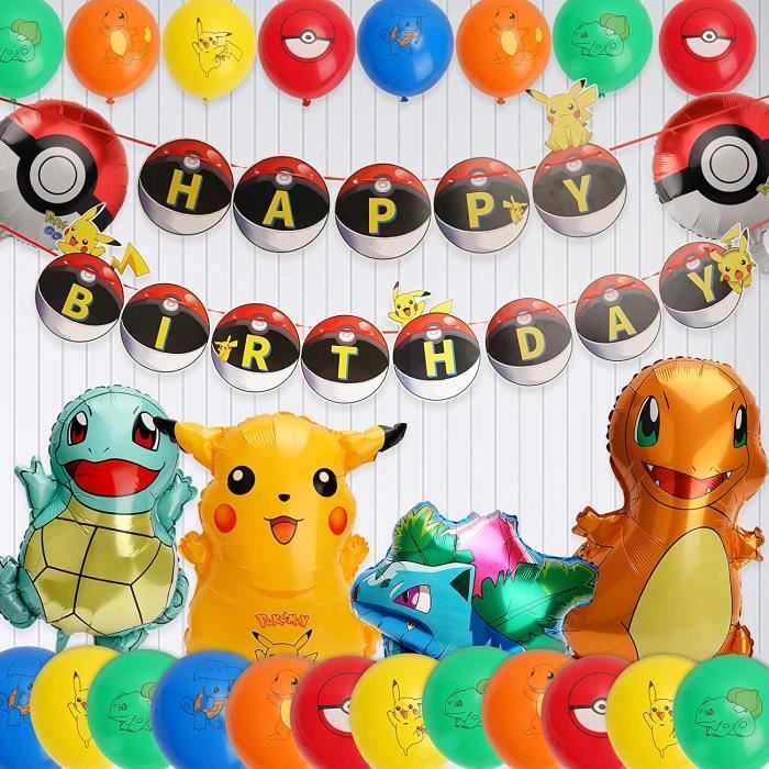 Ensemble de décoration d'anniversaire Pokemon pour enfants, ballon