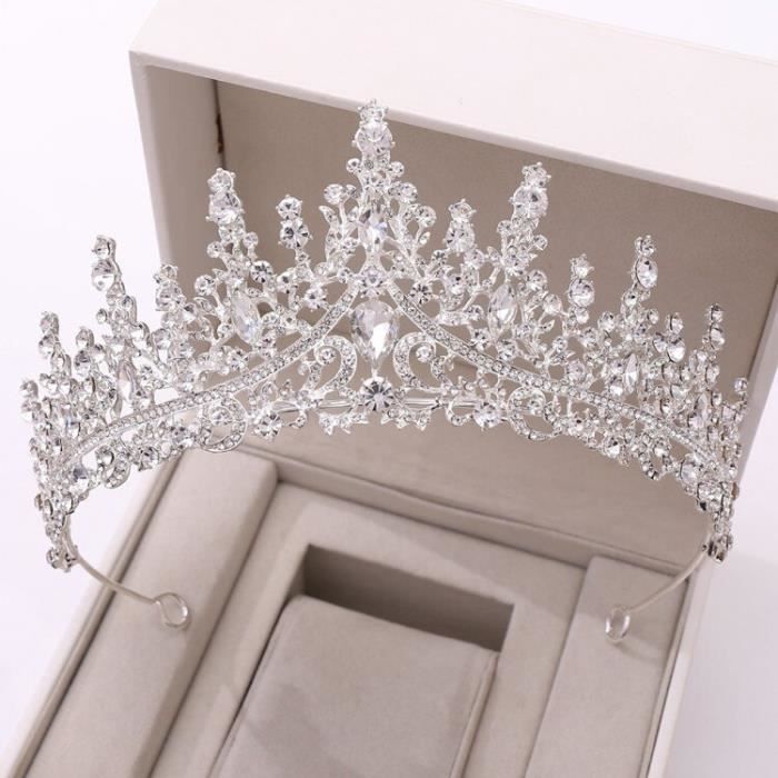 Couronne Baroque Strass Cristal - Diadème Princesse Mariage 💎 Or & Bleu