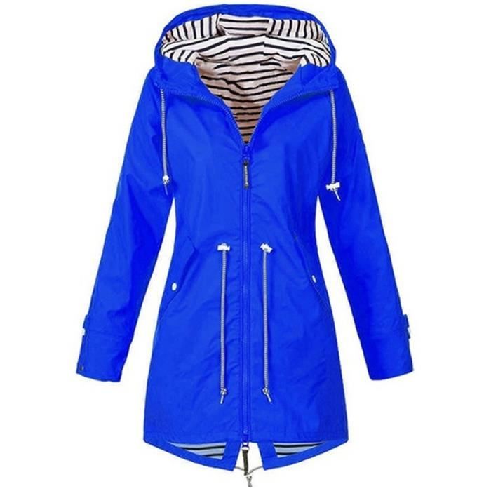 Femme Décontracté Imperméable Veste Avec Capuche Zippé Raincoat Pour Voyage Camping Randonnée