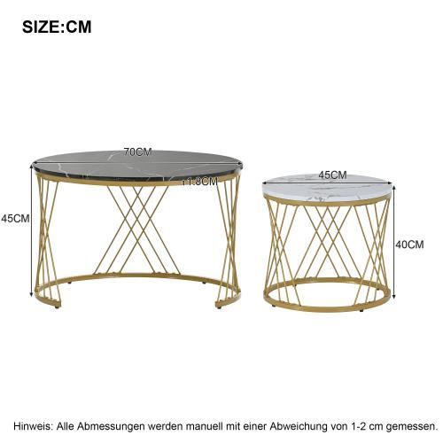 Table Basse Ronde 2 En 1 En MDF Avec Plateau Brillant,1 Plateau En