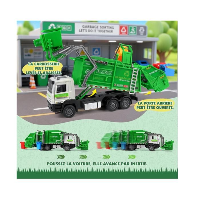 Camion poubelle man tga avec 2 poubelles | vehicules-garages | jouéclub