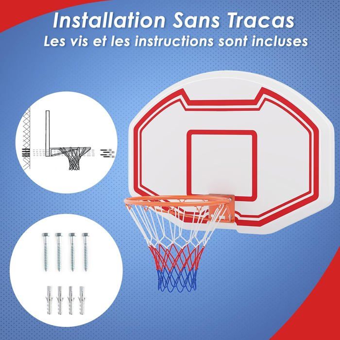 LIFEZEAL Panier De Basket Mural 45 Cm – Anneau Métallique à Double Ressort – Filet Polyéster – Intérieur/extérieur