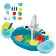 Jouets d'évier de cuisine Accessoires sensoriels Montessori avec eau courante Ensemble de jeu en plastique pour jeu de Veau bleu-0