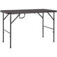 New💜- Table de jardin Table de balcon Table à manger d'extérieur pour 4-6 personnes pliante Marron 120x60x74cm PEHD Aspect de rotin-0