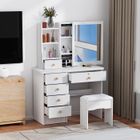 FIANAO Coiffeuse 6 tiroirs spacieux avec miroir coulissant grand format et espace rangement organisé design élégant pour chambre à coucher