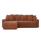Canapé d'angle convertible NOVA en velours côtelé terracotta 4 places - Réversible - Coffre de rangement - BAÏTA